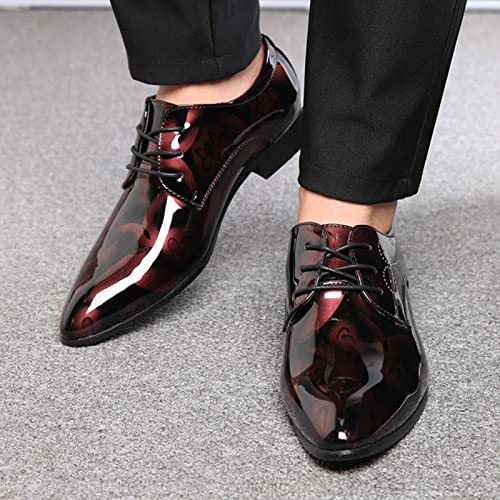 Men Fashion Dress Business Shoe Lace Up Slip On Walking Shoes Pointed Toe Floral Print Leather Low Heel Oxford Sneaker2