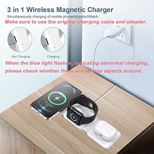 3 In 1 Foldable Wireless Charger, Ankilo Magnetic Fast Wireless Charging Pad, Compatible With Iphone 14/Pro/Max/Plus/13/12, Apple Watch, Airpods Pro(Adapter Not Included) #TOP1