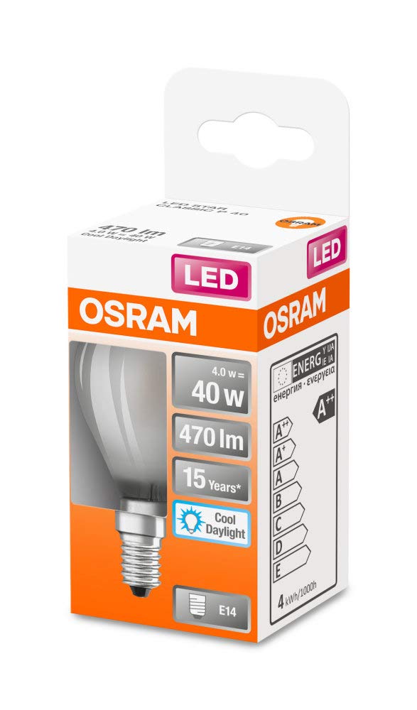 OSRAM LED Retrofit CLASSIC P DIM Lote de 10 x Bombilla LED, Casquillo E14, 4000 K, 5 W, Equivalente a 40W, Blanco frío