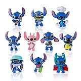[Lilo & Stitch Mini Figuras Decoración]: 12 pzs Stitch Cake Topper Figuras,Animados del Fiesta Pastel Decoración,cada una de aproximadamente 5x5 cm de alto, linda Mini Figuras Set.