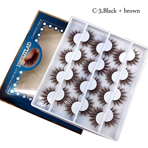 Hbzgtlad 12 Pairs 3D Mink Lashes Natural False Eyelashes Dramatic Volume Fake Lashes Makeup Eyelash Extension Silk Eyelashes (C-3) #TOP2