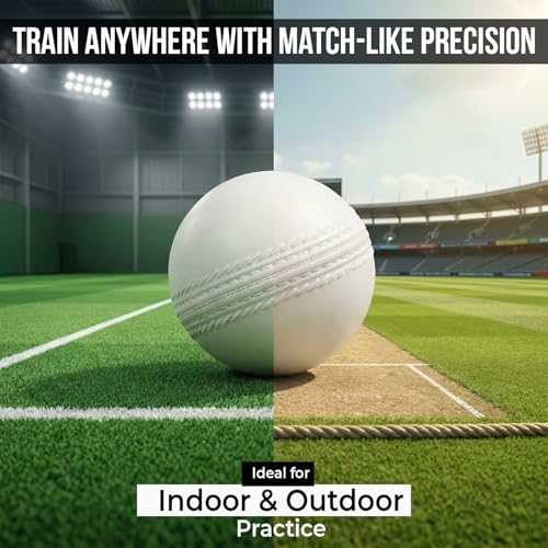 Image of Kizlo 80GM Heavy Plastic Cricket Training Ball - Hard Plastic Unbreakable Ball for Bowling, Batting & Bounce Drills (White) (Pack of 6)
