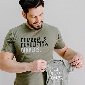 DadBod Dumbbells Deadlifts and Diapers Mens Tee, Military Green