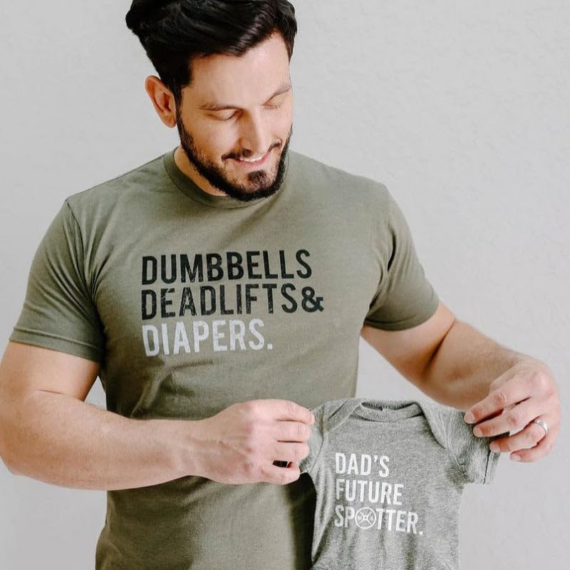 Men's Triple-D T-Shirt, Military Green - Dumbbells Deadlifts & Diapers Army Green Tee for Dads4