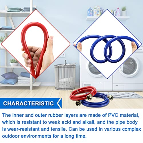 Ami Parts 4FT-WASHERHOSESRB-2 4 Ft Rubber Washing Machine Hoses Burst Proof Water Supply Lines thumb #3