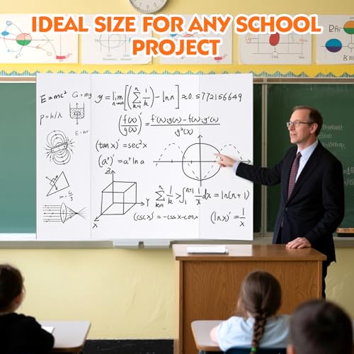 TUXITA Trifold Poster Board,4 Pack 36\" x 48\" Large White Corrugated Poster Boards,Science Fair Display Boards,Project Boards Perfect for School Projects, Event Displays and Business Presentations