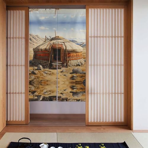 WZYWHJ Bella tenda con stampa yurta, divisori versatili per casa, ufficio, cucina, bagno, tenda elegante e funzionale, 86,4 x 142,2 cm