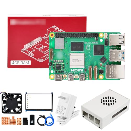 Image of Yahboom Pi 5 4GB Board Starter Kit with 7inch IPS Display, 27W 5.1V /5A Power Adapter Heat Sink, Metal Case, HDMI Cable (Pi5 4GB, 7-in Screen Kit)
