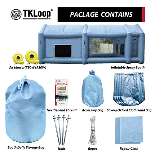 TKLoop Portable Inflatable Paint Booth 26X15X10Ft with Blowers(750W