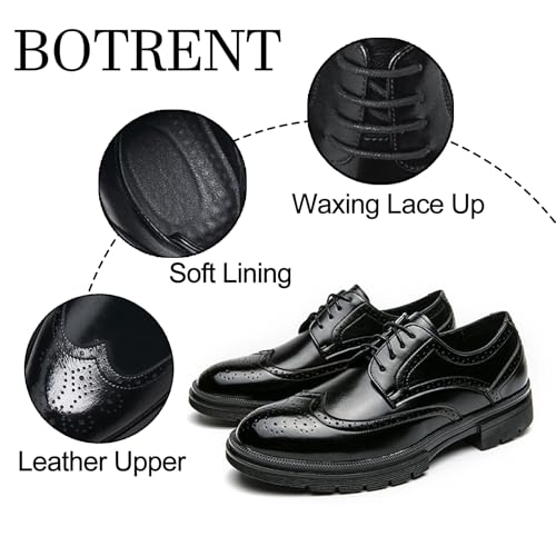 Men's Leather Platform Lace Up Wingtip Oxford Shoes Comfort Breathable Lug Sole Brogue Dress Shoes Casual Business Work Shoes3