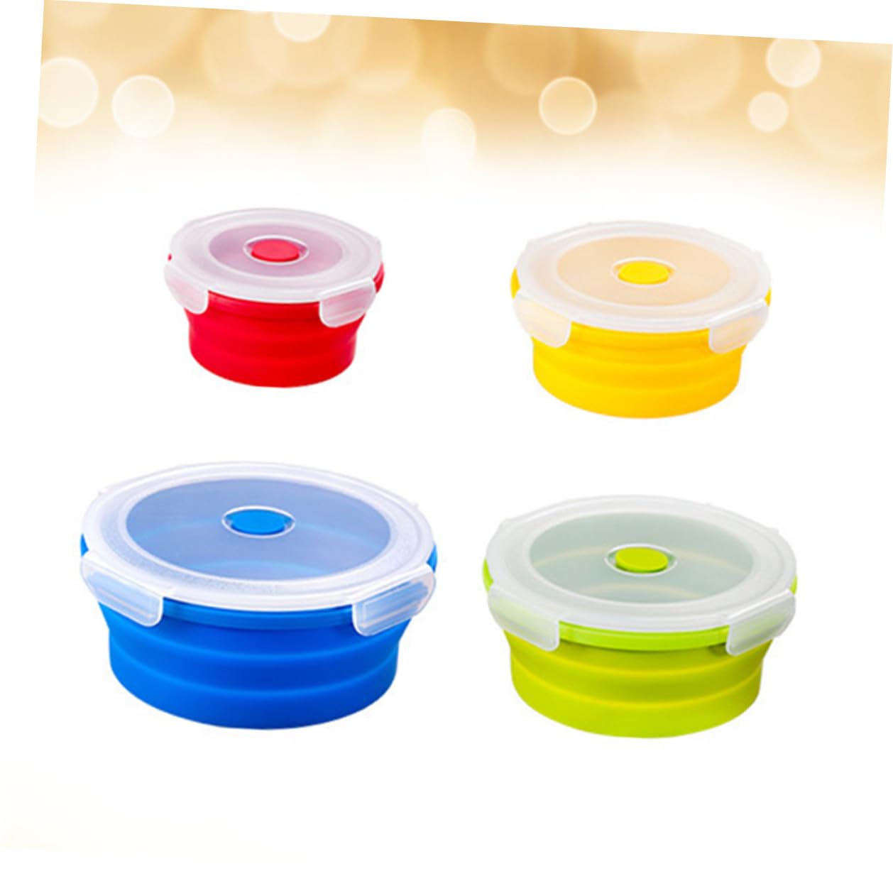 4 piezas Cajas Plegables para Alimentos de Silicona Alimenticio Resistentes Microondas Portátiles con Capacidad Colores Surtidos para Picnic Camping y Almuerzos Escolares