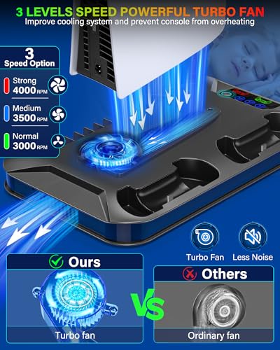 cooling station for ps5slimpro stand with controller charging station for sony psp console playstation 5 slimampstandard discdigital console cooler accessories for ps5 incl cooling fan3 usb hubs