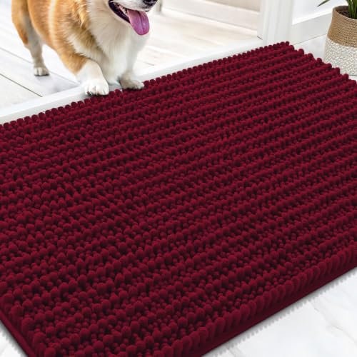 Image of OLANLY Dog Door Mat for Muddy Paws 30x20, Ultra-Absorbent Chenille Mud Mat