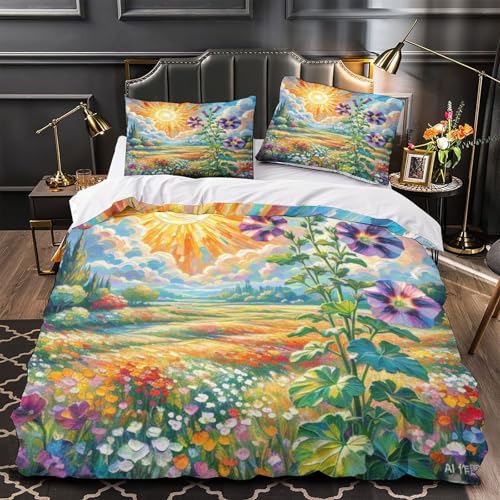 Housse de couette 140x200 anti-glissement parure de lit microfibre facile à laver - 4