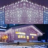 cshare LED イルミネーションライト 200LED ストリングライト つららライト ベランダ ライト アイシクルライト 8点灯パターン 記憶メモリー タイマー機能 LEDイルミネーションライト クリスマス飾り ツララ 氷柱ライト 屋外防水 庭対応 アウトドア カーテンライト クリスマスライト クールホワイト