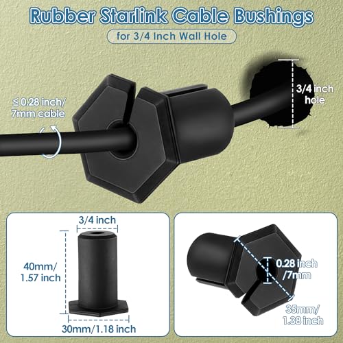 Saillong Kit de Enrutamiento de Cable 2 Piezas Compatible con Starlink Ethernet Cable Grommet de Goma para Agujero de Pared de 3/4 Pulgada Compatible con Adaptador de Router de Pared Starlink (Negro) miniatura 2