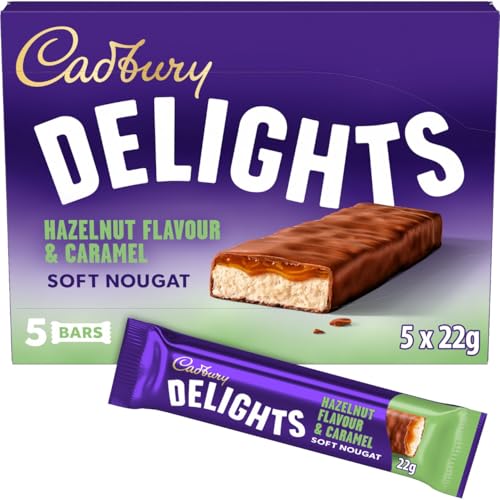 Cadbury Delights Soft Nougat & Caramel Bars 5 x 22 g (Pack of 1)