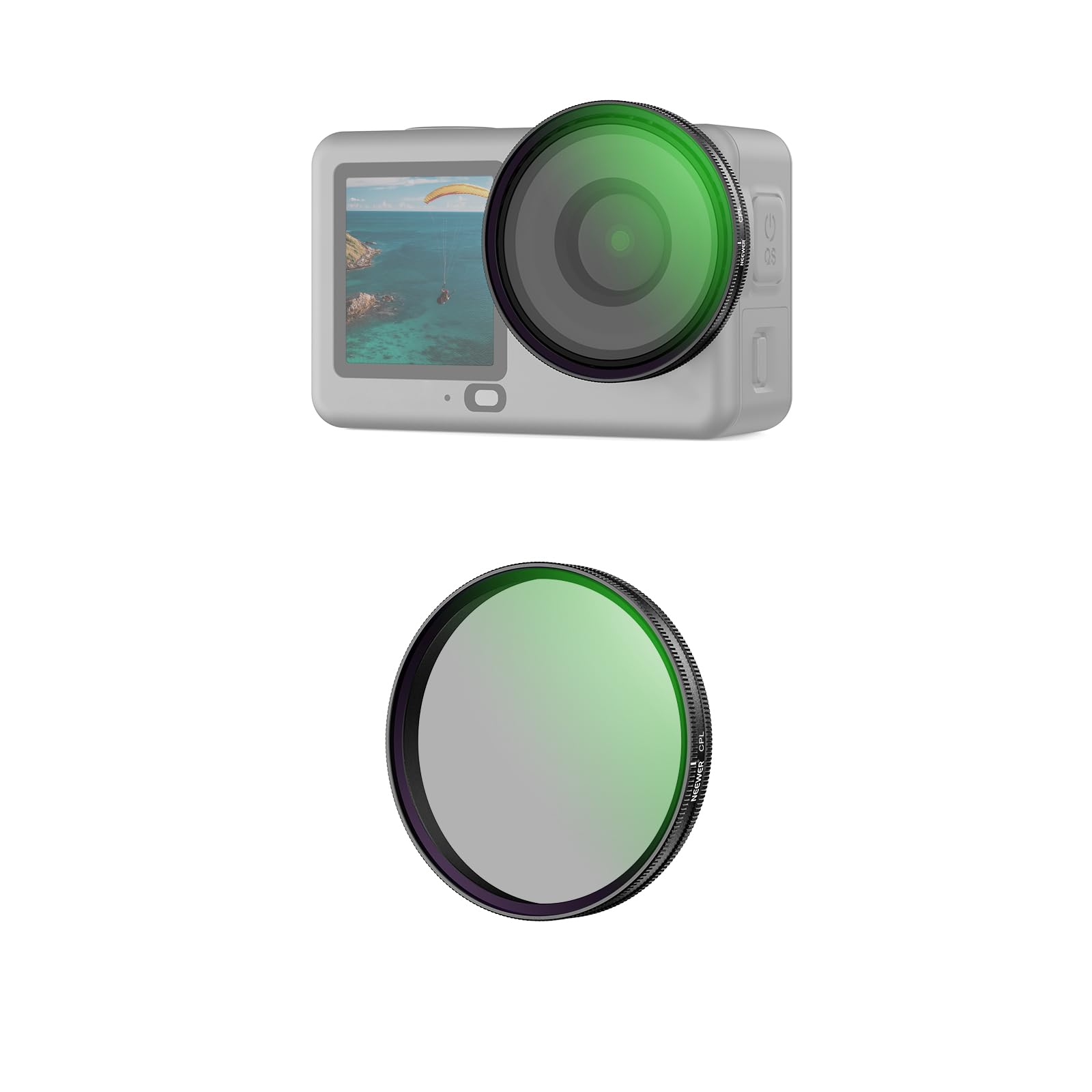 NEEWER CPL Filter Compatible with DJI Osmo Action 6 Only, Snap On Multicoated HD Adjustable Circular Polarizing Polarizer Action Camera Photography Accessories, FL-B42