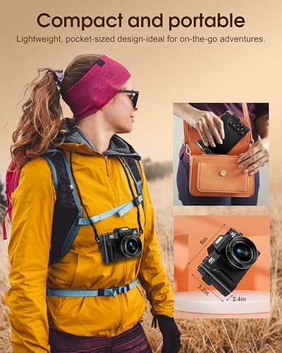 4K 75MP Digital Camera with WiFi, 3" 180° Flip Screen, 16X Digital Zoom Autofocus Vlogging Camera for YouTube, Compact Camera with 32GB SD Card & 2x1500mAh Batteries for Travel & Beginners - Image 8