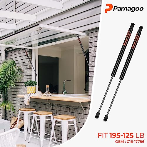 PAMAGOO C16-17796 20 Inch 110 lbs Gas Strut 489 N Tanning Bed Shocks, 2pcs C1615273 20" Spring for Camper Rear Window, Tonneau Cover, Truck Bed Cover RV Bed Lift Support