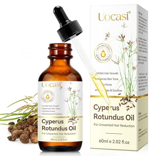 Image of Uocasi Cyperus Rotundus Oil, Cypress Rotundus Oil for Hair Removal, Natural Inhibitor to Reduce Unwanted Hair Growth, Soothes Skin & Minimizes Pores, All Skin Types, 2.02 Oz