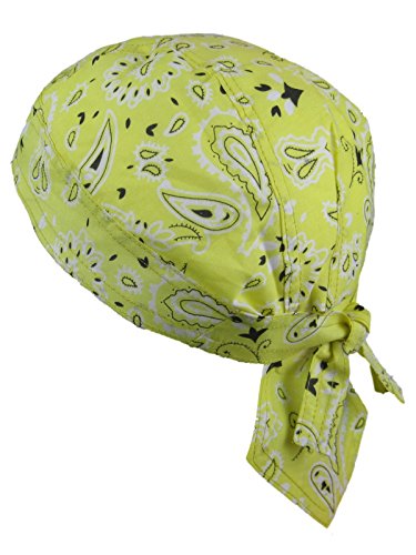 wendywwoo Bandana pañuelo para la cabeza pre atada diseño con estampado de cachemir, color amarillo
