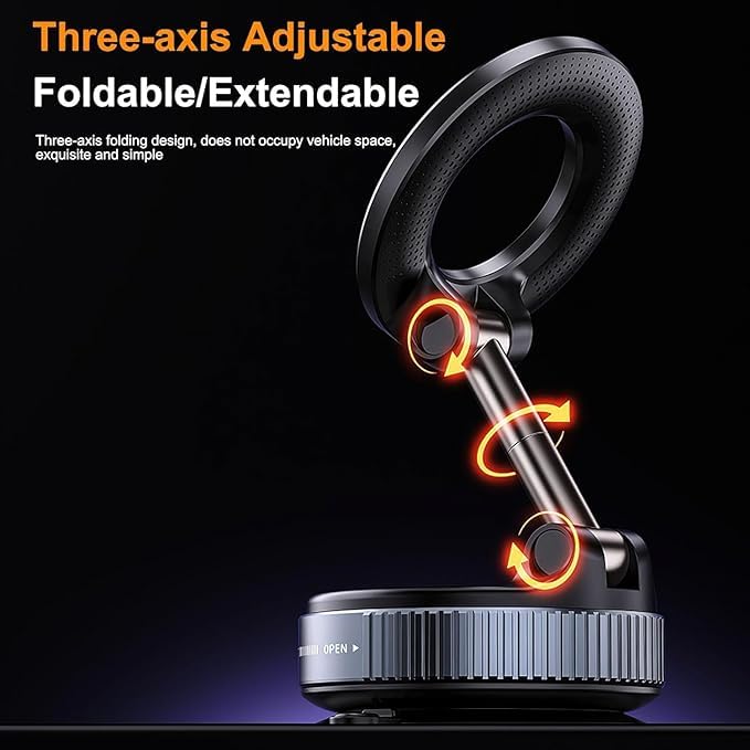 Jumix 360° Rotating Car Mobile Holder with Strong Magnet | Dashboard & Windshield Suction Mount | Extendable Arm | Universal Phone Holder Stand for Android 3