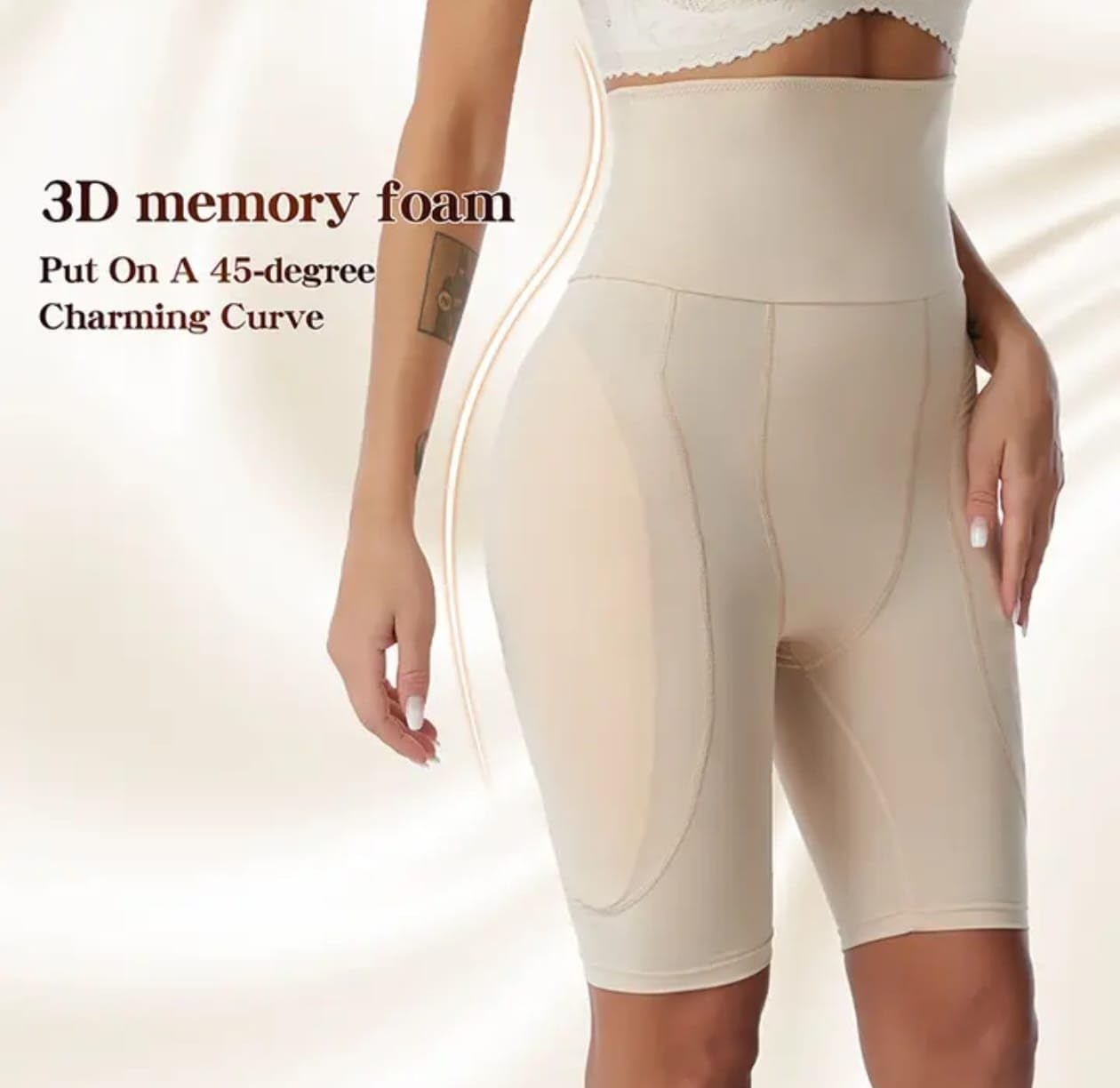 munaafi® Women Thigh Slimmer with High Waist and Fake Buttocks Removable Padded's Body Sculpting Shaping Panties (L, Beige) - Image 6 thumbnail