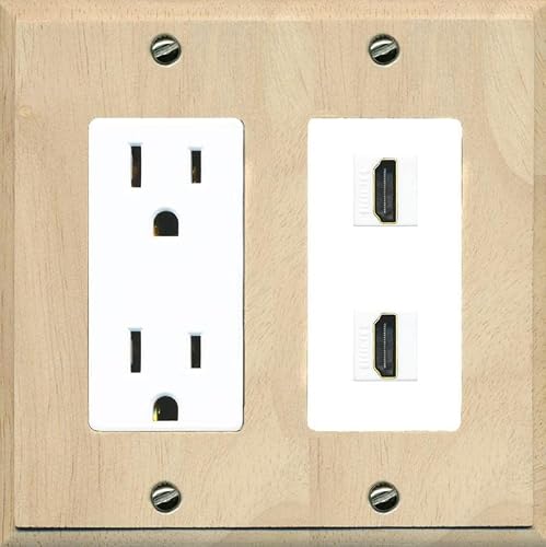 RiteAV Wandplatte, 15 A, 2 Anschlüsse, HDMI Decora Wood/White