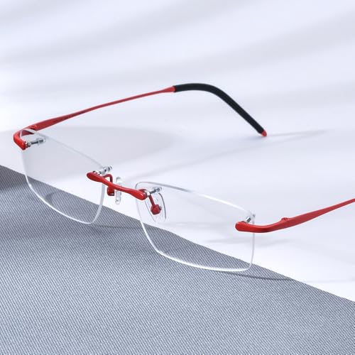 Image of Titanium Glasses Frame,Rimless Optical Eyewear Eyeglasses for Men and Women