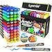 Lyuvie 48 Colores Rotuladores Acrilicos con Pincel a Base de Agua, Permanentes Acrylic Brush Markers para Pintar Piedras,Tela,Papel, Guijarros,Madera,Vidrio y Plástico