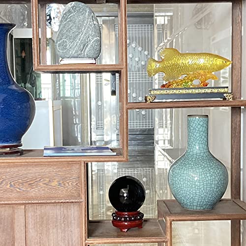 Bcqli 3.15Inch Obsidian Crystal Ball With Wooden Rotating Base For Communicating Dark Magic #TOP4