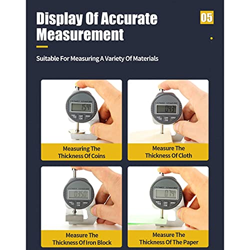Medidor de espesor digital portátil de 0 a 12.7 mm con gran pantalla LCD 4