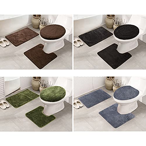 Yamaler 3 Stück einfarbige Badematte WC-Deckelbezug Teppich Badezimmer Dusche rutschfest Teppich – Bild 7
