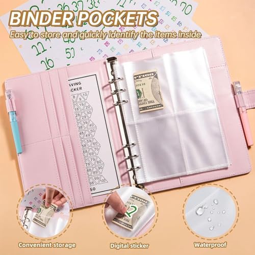 Budget Planner Deutsch Budget Planer Geld Organizer mit 100 Binder Taschen A5 Ringbuchordner für Finanzplaner Budget Sparen Mappe Cash Stuffing Startset Geburtstags Geschenk (White)