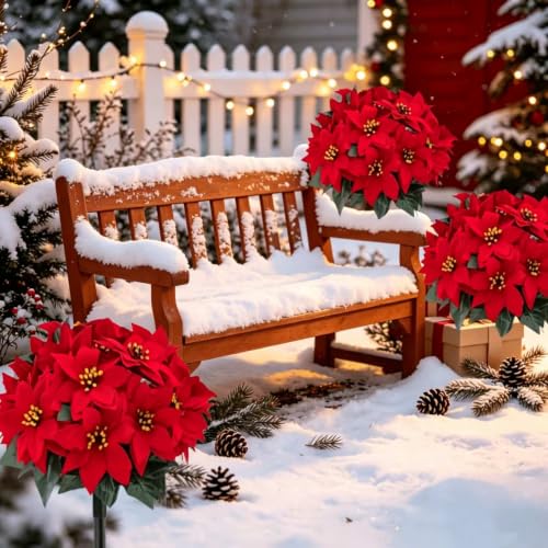 3Pcs Artificial Flowers for Outdoor Geraniums Fake Plants Christmas Decor - image 7
