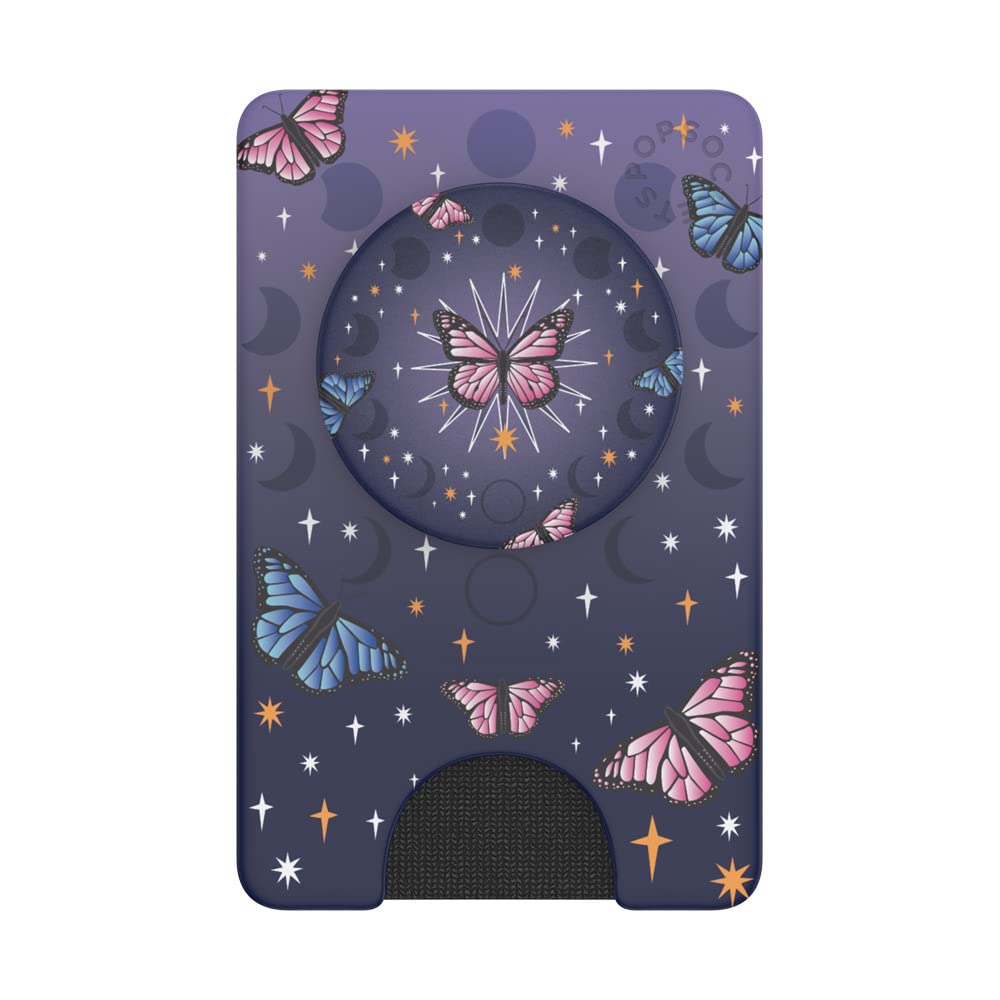 PopSocketsPhone Wallet with Expanding Phone Grip, Phone Card Holder, Graphic PopWallet - Retrograde Butterfly