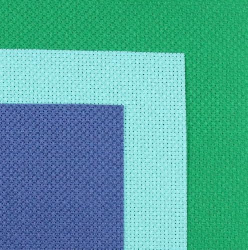 Image of KCS 3 pc of 15 inch x 18 inch(38cmx45cm) 14 Count Cross Stitch Cotton Aida Cloth Needlework Rolled Fabric Box,14CT,Green+Sea Green+Jeans Blue