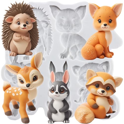 TAOXIBEI Animal Polymer Clay Mold Squirrel Fox Bear Silicone Molds for DIY Crafts Air Dry Plaster Polymer Clay Epoxy Resin Casting Jewelry Making