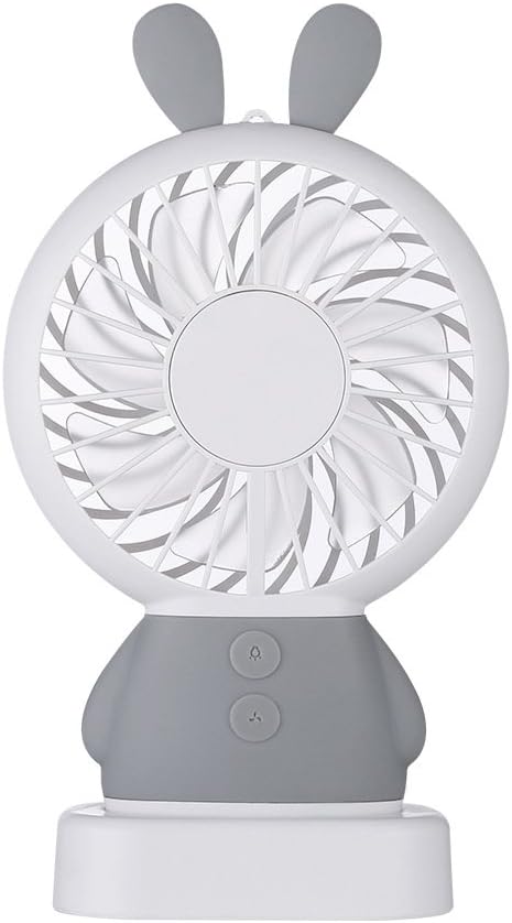 HUAHAT HuaHat Mini Lovely Electric Fans Bear or Rabbit Look Portable Mini Size Li-on Rechargeable Battery Two Winds Night Light Quiet Eco-Friendly (Grey, Rabbit)