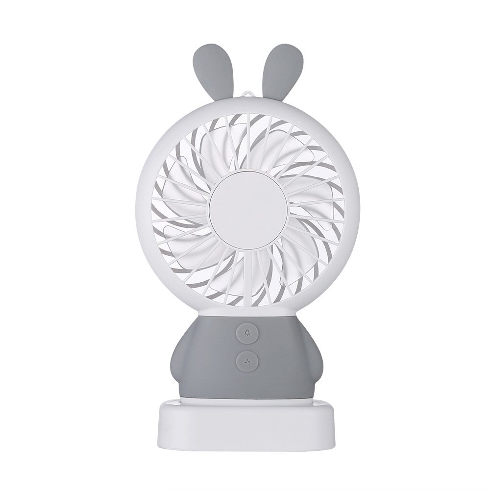 HUAHAT HuaHat Mini Lovely Electric Fans Bear or Rabbit Look Portable Mini Size Li-on Rechargeable Battery Two Winds Night Light Quiet Eco-Friendly (Grey, Rabbit)