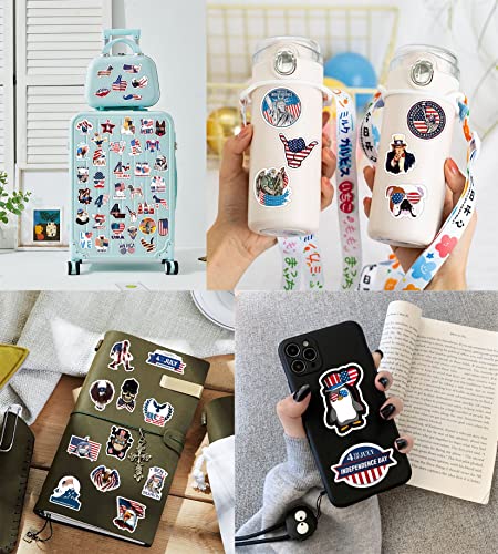 100Pcs Independence Day Patriotic Stickers 4Th Of July Usa Sticker American Flag Vinyl Self Adhesive Decals For Laptop,Water Bottle,Luggage,Guitar, Refrigerator #TOP4