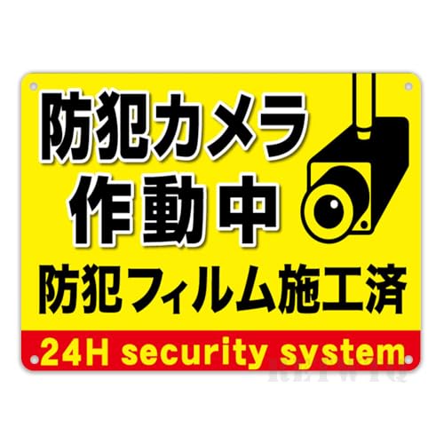 �y�h�ƃJ�����쓮���z�u���L�Ŕ� �������v���[�g �S�� �ϋv������ ���O�Ή� �h�K���H�� ���F���������ԃf�U�C�� �J�����C���X�g�t�� �u�h�ƃt�B�����{�H�ρv���L �p�ꕹ�L�u24H security system�v�Z��E�H��E�q�ɗp 20x30�Z���`