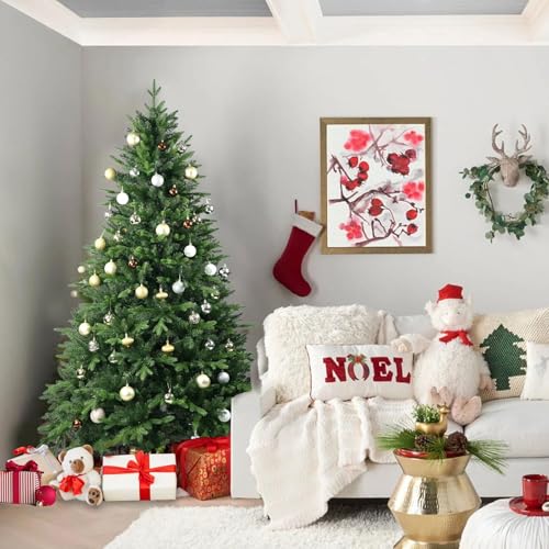 Árbol de Navidad artificial de 4.9 ft sin iluminación para decoración navideña del hogar y salón 2