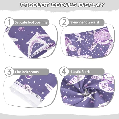 Purple Sea Turtle Girls Leggings Soft Stretch Workout Yoga Dance Pants for Kids Casual Tights3