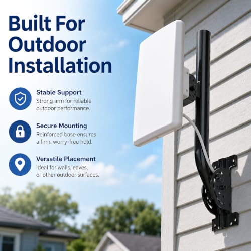 Image of Universal Wireless Bridge Mount | Pole & Wall-Mounted Antenna Mast for Outdoor Antennas, Starlink Extender, Weather Stations & WiFi Extenders | 1.36'' Diameter x 11'' Length (Black-4Pack)
