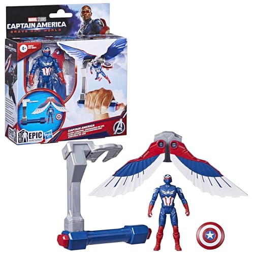 Marvel Epic Hero Series Captain America: Brave New World, Figurine Captain America Commandes de vol, Red/White/Blue