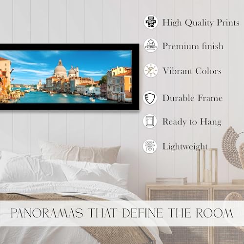 Image of PAINTINGMANTRA Venice City River View Summer Vacation Wall Art Framed Luxury Paintings for Home Decoration, Living room, Bedroom and Office Decoration (99x38 CM)