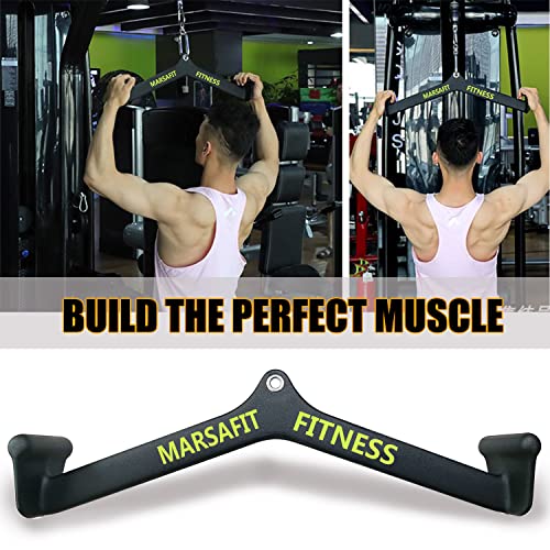 Image of MARSAFIT Home Gym Fitness Rowing T-bar V-bar Pulley Cable Machine Attachments, Bicep Curl Tricep LAT pulldown Bar Back Strength Training Handle Grips LAT Pull Down Bar Press Down Exercises (Style 1)