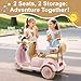 Stopsad 12V Electric Motorcycle for Kids, Electric Scooter with 2 Seater & Storage & Dual Motors, 3-Wheel Electric Ride On Toy, Safe & Cute Design, Gift for 3+ Boys and Girls Indoor Outdoor (Pink)